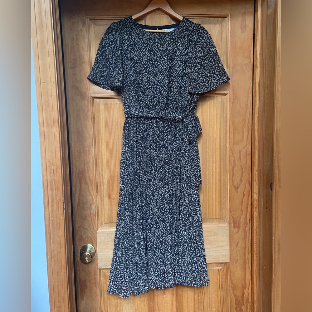 Roolee Black and Cream Flutter Sleeve Midi Sundress